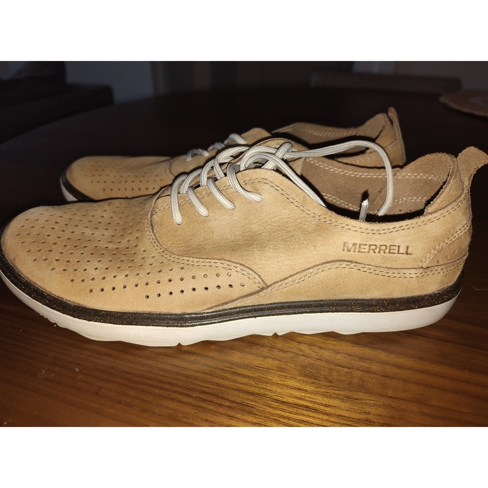 Merrell Womens Civet Lace Tan Suede Perforated Sneakers J03694 Size 8.5